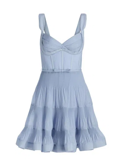 Zimmermann Women's Belted Tiered Sleeveless Fit & Flare Minidress In Blue