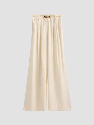 Zimmermann Women's Belted Wide Leg Pants In Cream