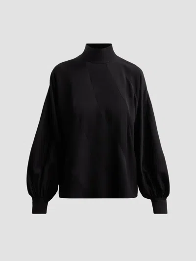 Zimmermann Women's Bias Mock Turtleneck Blouse In Black