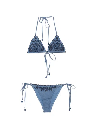 Zimmermann Blue Embroidered Swimwear
