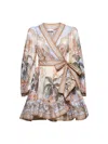 Zimmermann Women Blue Floral Wylie Wrap Mini Dress