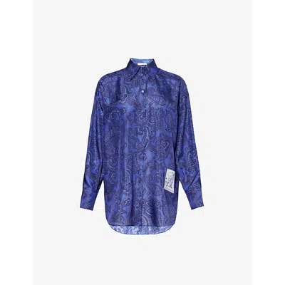 Zimmermann Womens Blue Paisley Ottie Paisley-print Silk Shirt
