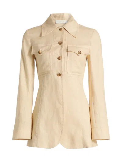 Zimmermann Women's Carousel Belted Linen Shirt In Neutral