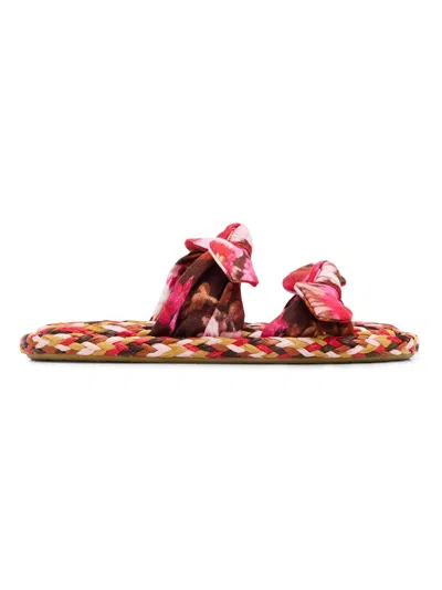 ZIMMERMANN WOMEN'S CAROUSEL PRINTED LINEN SLIP-ON SANDALS