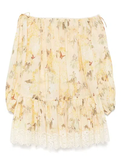 Zimmermann Women Cascadian Cotton Mini Dress In Yellow