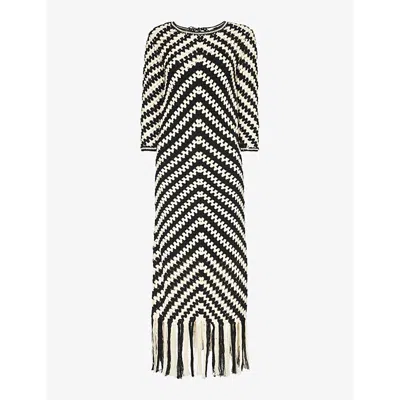 Zimmermann Halliday Hand-crocheted Cotton Maxi Dress In Black,white