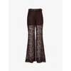 Zimmermann Illustration Belted Guipure Lace Flared Pants In Chocolate