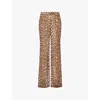 Zimmermann Womens Chocolate Leopard Leopard Print Flared-leg High-rise Crepe Trousers In Chocolate Leopard