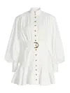 Zimmermann Belted Button-front Mini Dress In White