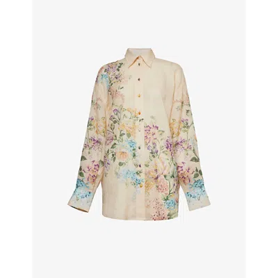Zimmermann Womens Cream Watercolour Floral Halliday Floral-print Woven Shirt