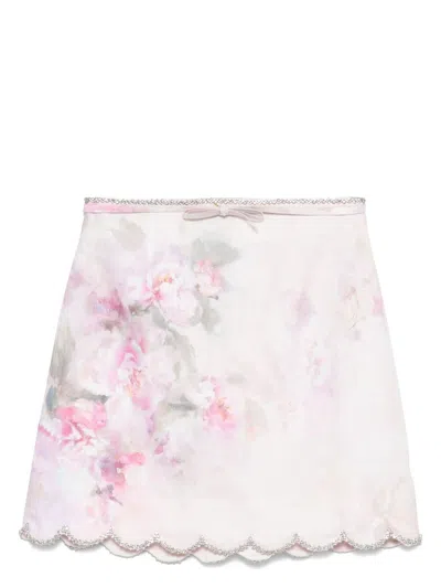 ZIMMERMANN WOMEN'S CRUSH EST SHORT SKIRT ROSES WITH RHINGES