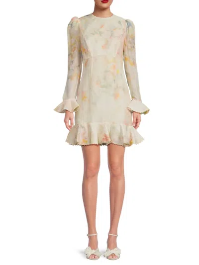 Zimmermann Women's Crush Flower Appliqué Minidress In Neutral