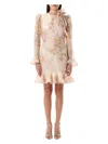 Zimmermann Crush Flower-detailed Linen-silk Mini Dress In Light Flower