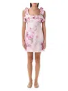 Zimmermann Crush Frill Mini Dress In Pink Floarl