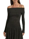 Zimmermann Crush Off-the-shoulder Cropped Metallic Stretch-knit Top In Black