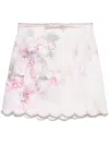 Zimmermann Delicate Floral Print Skirt With Scalloped Hemline