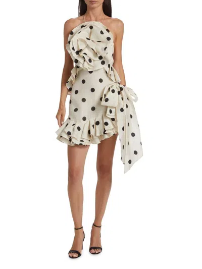 Zimmermann Women's Crush Polka Dot Ruffle Minidress In Neutral
