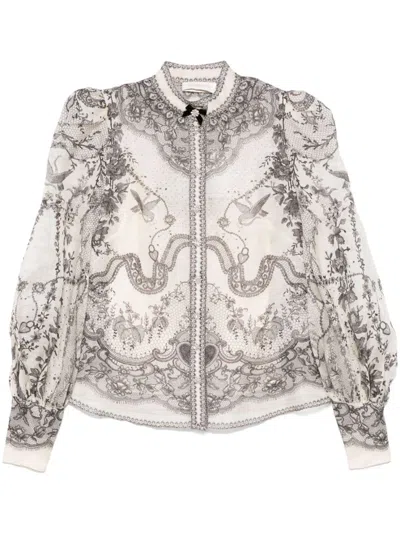 Zimmermann Crush Body Linen And Silk Organza Blouse In Multi