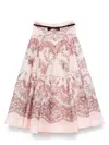 Zimmermann Printed Linen Blend Crush Skirt In Pink