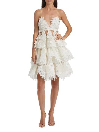 Zimmermann Women's Crush Tiered Lace Minidress In White