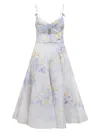 Zimmermann Crush Belted Twist-front Embellished Floral-print Linen And Silk-blend Organza Midi Dress In Multicolour