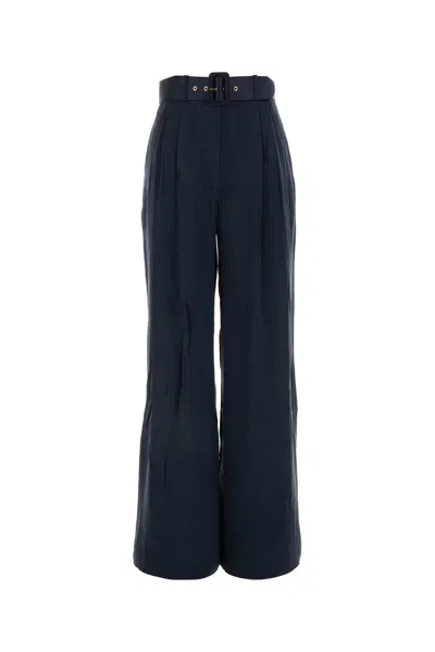 Zimmermann Women Dark Blue Silk Tuck Wide-leg Pant