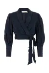 Shop Zimmermann Women Dark Blue Silk Wrap Blouse