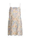 Zimmermann Daylight Scallop Mini Dress In Damask Denim In White