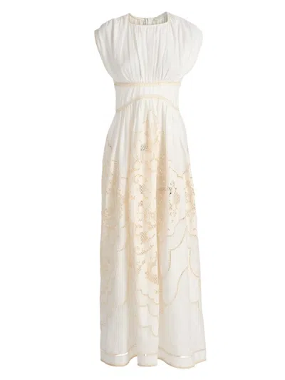 Zimmermann Women's Daylight Waisted Linen Maxi Dress In White