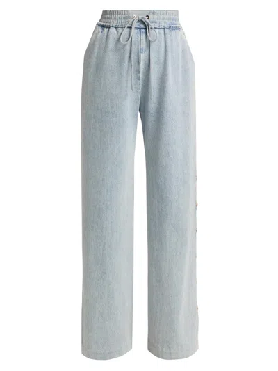Zimmermann Women's Denim Side-seam Snap Pants In Gray