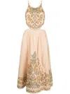 Zimmermann Devi Linen Midi Dress In Pink