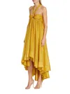 Zimmermann Devi Halterneck Asymmetric Dress In Mustard