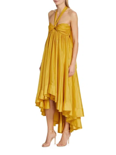 ZIMMERMANN WOMEN'S DEVI SILK HALTER HIGH-LOW DRESS