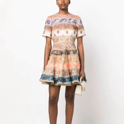 Zimmermann Devi Spliced Mini Dress In Multicolor