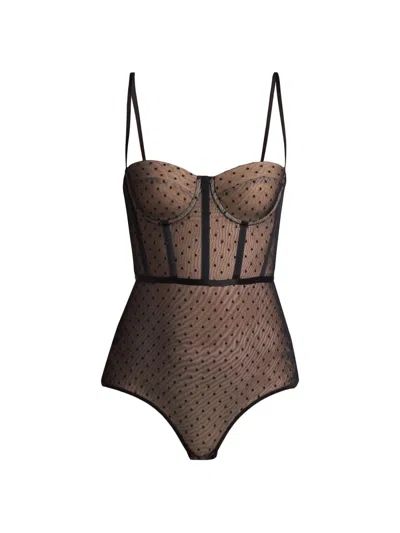 Zimmermann Women's Dot Semi-sheer Bodysuit In Black