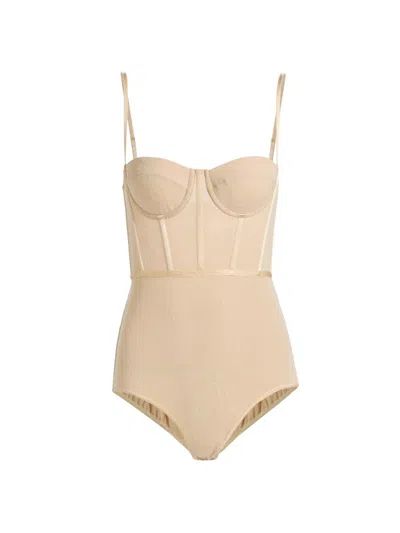 Zimmermann Women's Dot Semi-sheer Bodysuit In Neutral