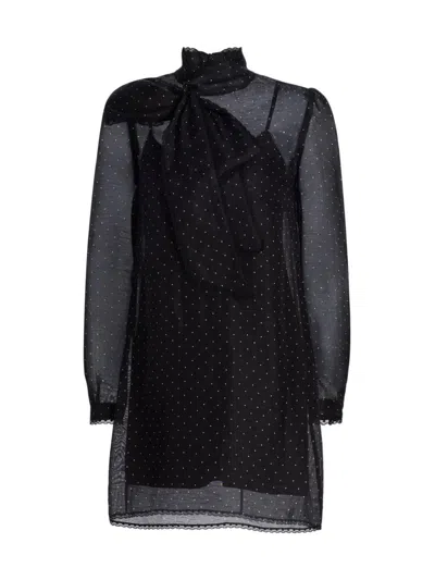 Zimmermann Women's Dream Polka Dot Tieneck Minidress In Black