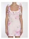 Zimmermann Crush Frill Cutout Ruffled Floral-print Linen Mini Dress In Pif
