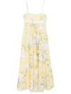 Zimmermann Yellow Linen Acacia Midi Dress In Yellow