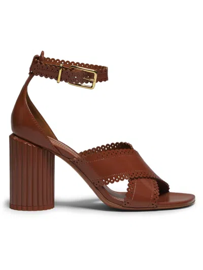 Zimmermann Women's Eddie 85mm Cylinder Heel Leathert Sandals In Brown