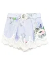 Zimmermann Womens Light Blue Floral Everley Tuck Floral-pattern Linen Shorts In Blue