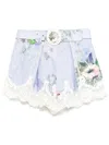Zimmermann Everley Lace Trim Tuck Short Clothing In Blue
