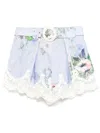 Zimmermann Everley Lace Trim Tuck Short Clothing In Blue