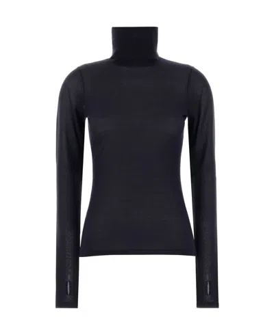 Zimmermann Women's Fine Knit Roll Neck Top In Ink In Blue