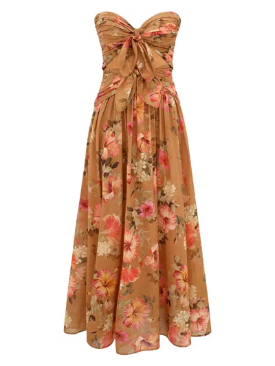 Zimmermann Women's Fitted Mini Dress With Ruched Bust And Adjustable Straps - Size 0 In Multi