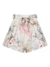 Zimmermann Rebellion Multicolor Shorts With Bow On The Front And All-over Floral Motif In Cotton And Silk Woman In Multi
