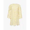 Zimmermann Womens Floral-pattern Long-sleeved Cotton-blend Mini Dress In Yellow
