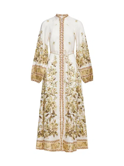 Zimmermann Women Floral Print Linen Midi Dress
