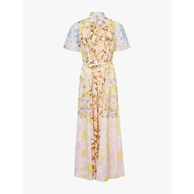 Zimmermann Womens Floral-print Puff-sleeved Cotton-poplin Maxi Dress In Neutral
