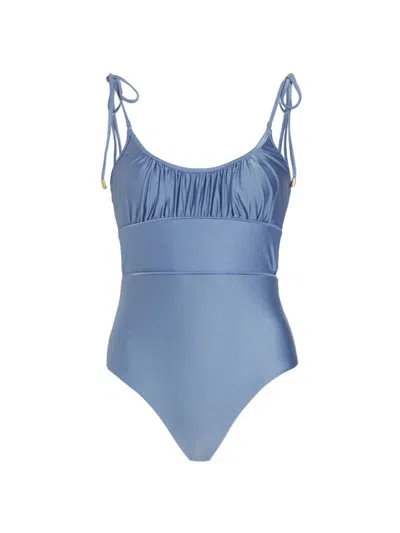 Zimmermann Women's Gathered One-piece Swimsuit In Dusty Blue
